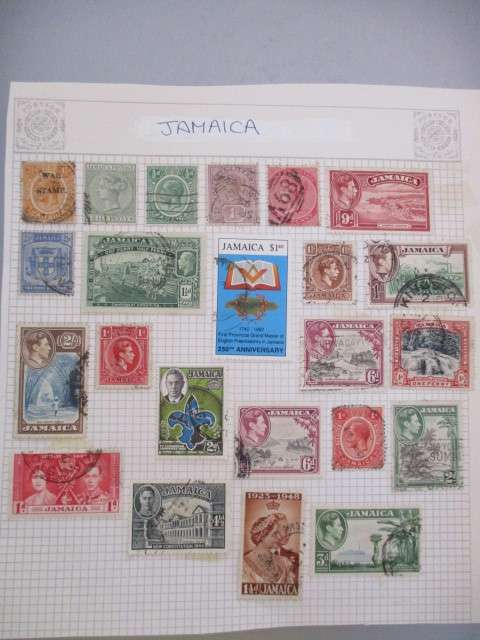 LOT OF LOVELY OLD USED MOUNTED / HINGED JAMAICA STAMPS