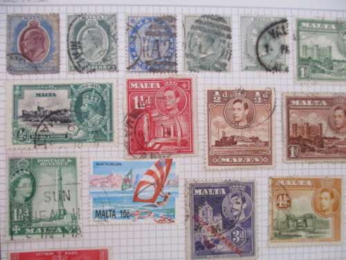 MALTA - USED MOUNTED / HINGED POSTAGE STAMPS- 2 QUEEN VIC CANCELLATIONS