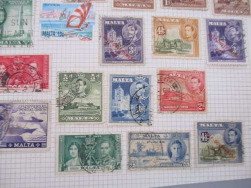 MALTA - USED MOUNTED / HINGED POSTAGE STAMPS- 2 QUEEN VIC CANCELLATIONS