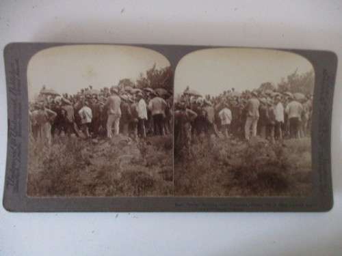 BOER WAR - STEREO CARD - BOER PRAYER MEETING NEAR COLESBURG