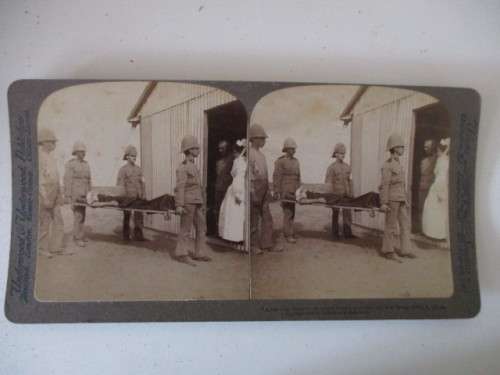 BOER WAR - STEREOSCOPE CARD - A BAD CASE SISTER WOUNDED FUSILIER