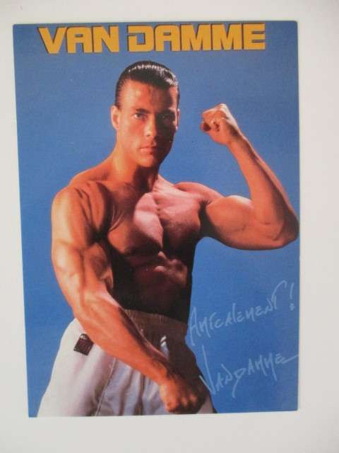 POSTCARD VAN DAMME PRINTED AUTOGRAPH -