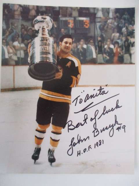 AUTOGRAPH / SIGNED JOHN BUCYK A4 PHOTO HALL OF FAME ICE HOCKEY CHAMPION