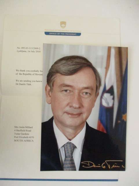 PRINTED AUTOGRAPH SIGNED PRESIDENT OF SLOVENIA APP. HALF SIZE OF A4