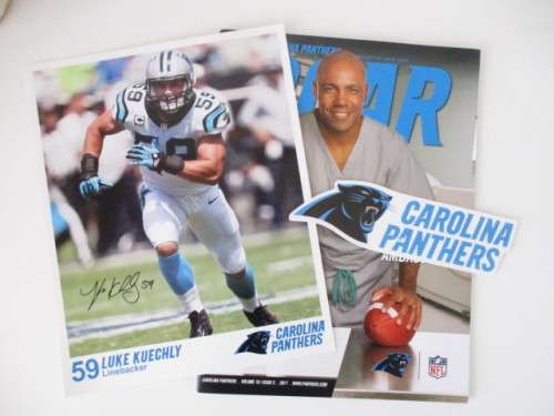SIGNED / AUTOGRAPHED - LUKE KUECHLY CAROLINA PANTHERS A4 WITH STICKER AND MAGAZINE