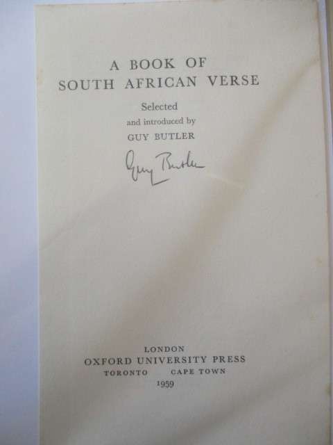 AUTOGRAPHED / SIGNED BOOK PAGE BY  GUY BUTLER PROF 1918-2001 AUTHOR