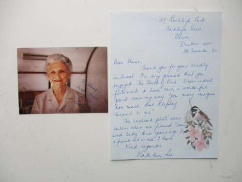 AUTOGRAPHED SIGNED  KATHLEEN LEE LETTER AND SIGNED PIC