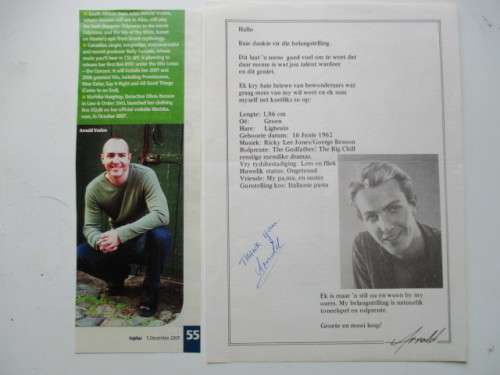 AUTOGRAPHED SIGNED ARNOLD VOSLOO