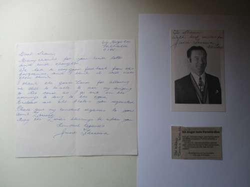 AUTOGRAPHED  JURIE FERREIRA SIGNED - PIC AND LETTER LEGENDARY SINGER
