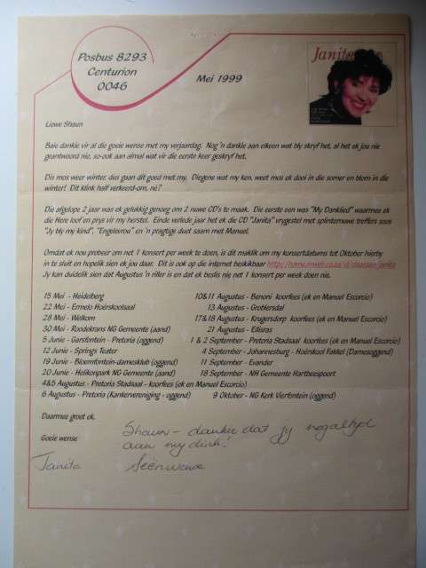 AUTOGRAPHED SIGNED - JANITA CLAASEN