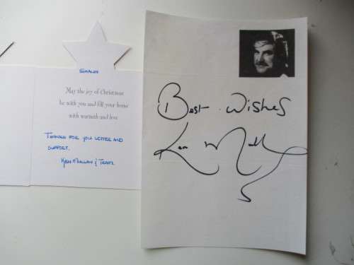 AUTOGRAPHED SIGNED LETTER AND CARD KEN MULLAN