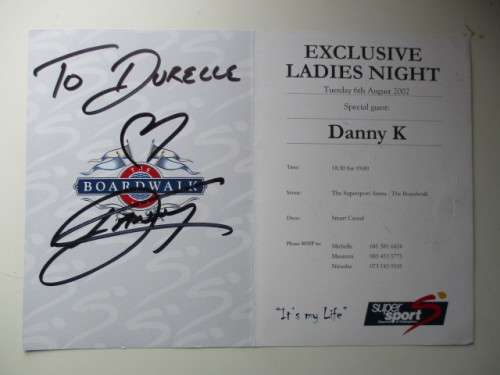 AUTOGRAPHED SIGNED - PROGRAMME DANNY K   SINGER  -  BOARDWALK P.E.