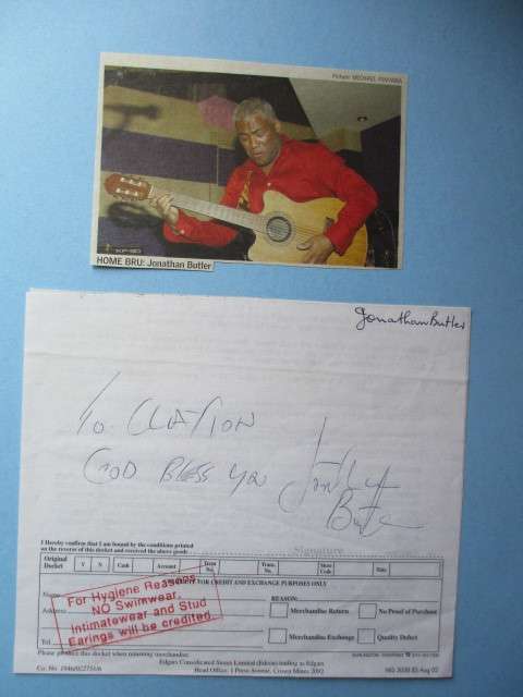 AUTOGRAPHED SIGNED - JONATHAN BUTLER PERSONALLY SIGNED AT GREENACRES P.E.
