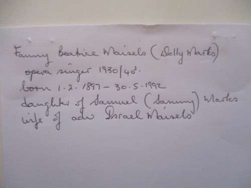 SIGNED AUTOGRAPHED DOLLY MARKS OR FANNY BEATRICE MAISELS 1930/40 OPERA SINGER