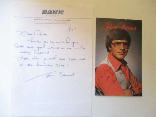 AUTOGRAPHED SIGNED JOHAN STEMMET SIGNED PIC AND LETTER
