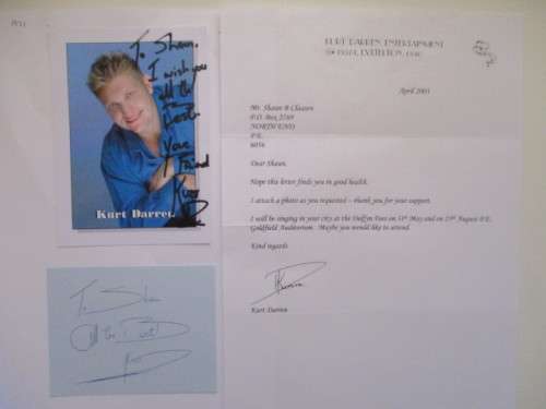 SIGNED AUTOGRAPHED - KURT DARREN 3 SIGNED ITEMS