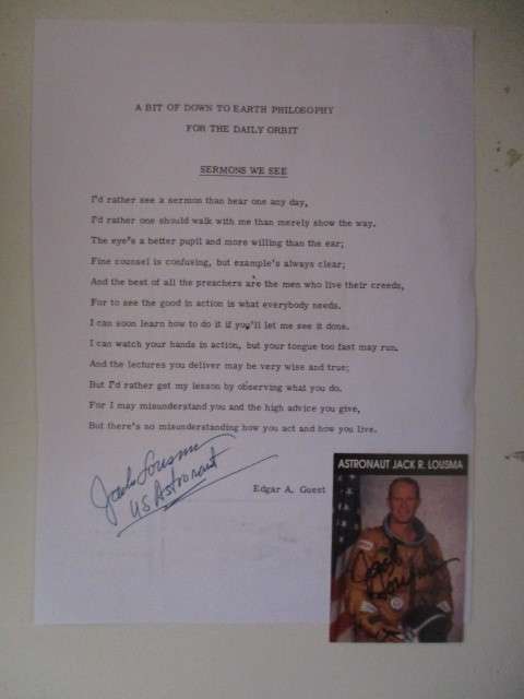 AUTOGRAPHED SIGNED - ASTRONAUT JACK R. LOUSMA APP. PLAYING CARD SIZE