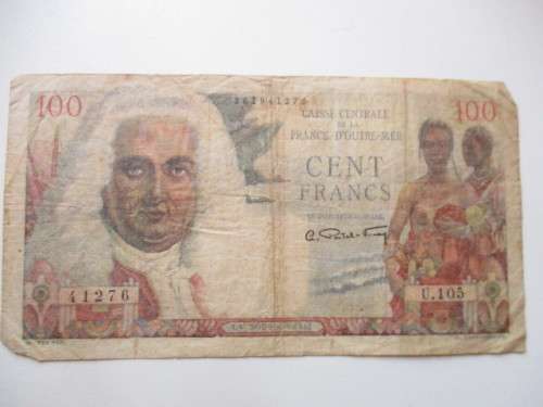MARTINIQUE FRENCH COLONIES 100 FRANCS BANK NOTE APP 1947