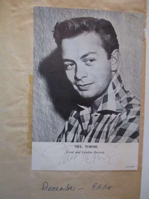 AUTOGRAPHED SIGNED MEL TORME SINGER  VERY YOUNG VINTAGE  1950`S APP POST CARD SIZE