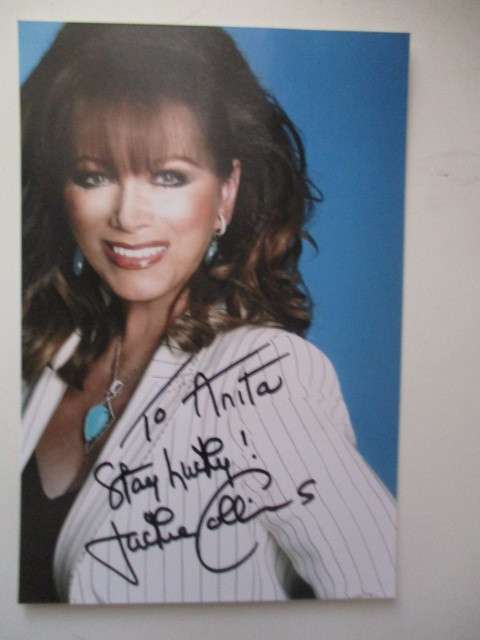 AUTOGRAPHED SIGNED  POSTCARD SIZE AUTHOUR JACKIE COLLINS