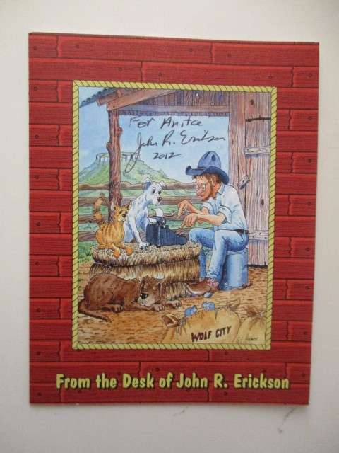 AUTOGRAPHED SIGNED - JOHN R. ERICKSON CARD CHILDRENS AUTHOR
