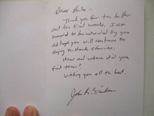 AUTOGRAPHED SIGNED - JOHN R. ERICKSON CARD CHILDRENS AUTHOR