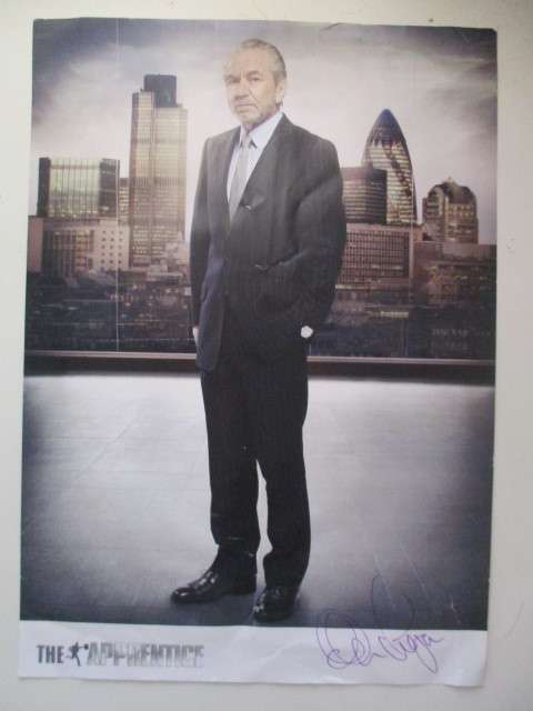 AUTOGRAPHED SIGNED A4 LORD ALAN SUGAR THE APPRENTICE