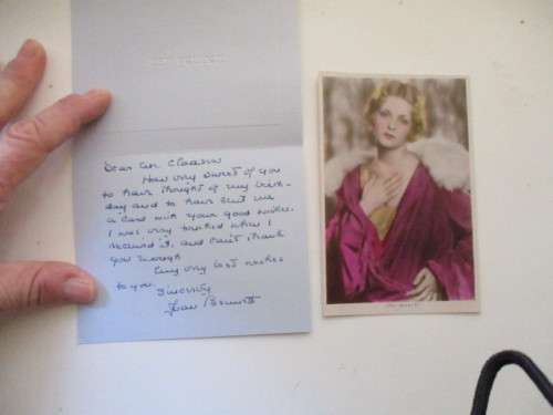 AUTOGRAPHED SIGNED LETTER AND UNSIGNED POST CARD JOAN BENNETT