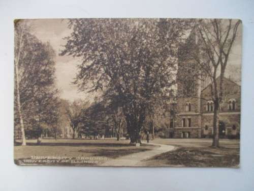 VINTAGE POSTCARD UNIVERSITY OF ILLINOIS WITH STAMP