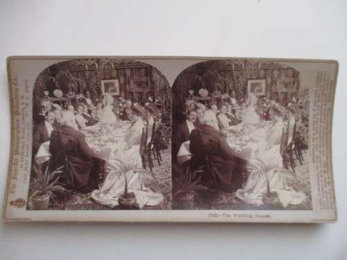 VICTORIAN - STEREOSCOPE CARD - THE WEDDING DINNER - 1901