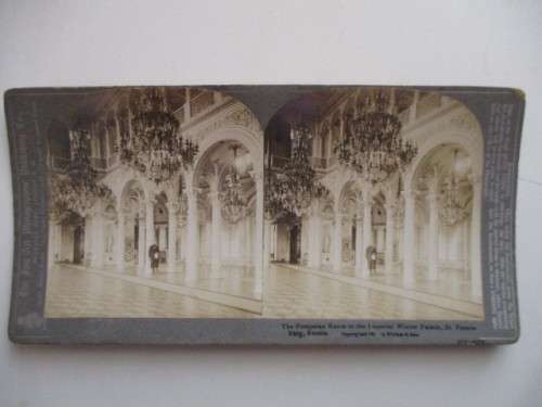 VICTORIAN - STEREOSCOPE CARD - THE POMPEIAN ROOM PALACE  RUSSIA 1800`S