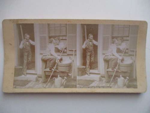 VICTORIAN - STEREOSCOPE CARD - EVERY KISS HAS ITS STING - 1800`S