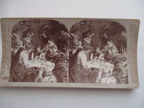 VICTORIAN - STEREOSCOPE CARD - A FORTUNE IN A TEACUP - 1800`S