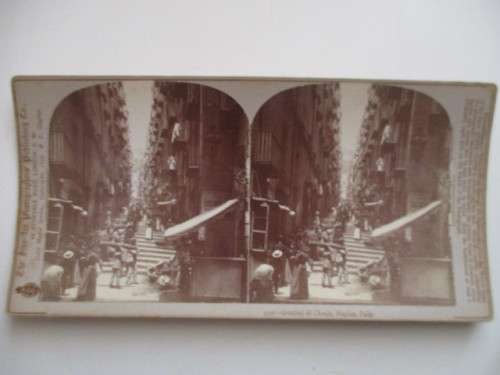 VICTORIAN - STEREOSCOPE CARD - GRADONI NAPLES ITALY - 1800`S