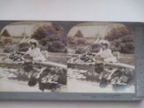 VICTORIAN - STEREOSCOPE CARD - WELCOME SMILES OF ... 1901