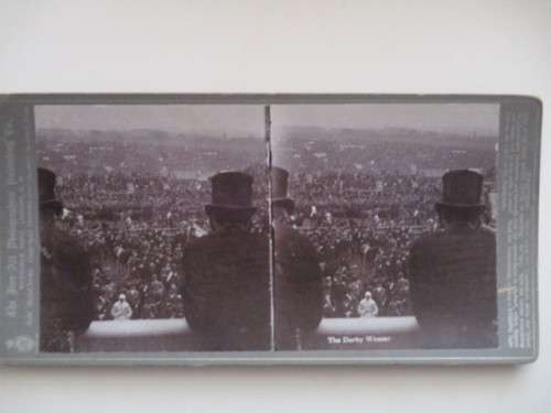 VICTORIAN - STEREOSCOPE CARD - THE DERBY WINNER - 1800`S