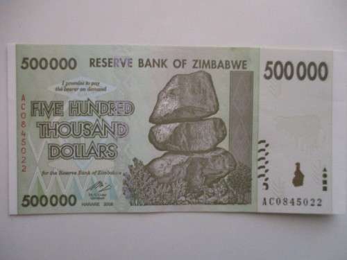 FIVE HUNDRED THOUSAND DOLLARS - ZIMBABWE - AC0845022