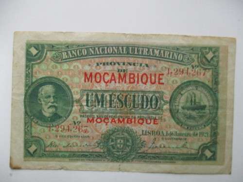 MOZAMBIQUE - BANK NOTE 1 ESCUDO -  1921