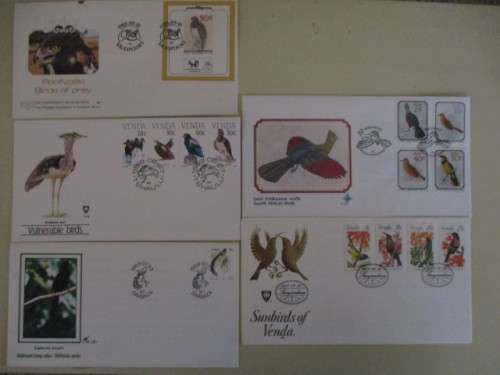 5 FIRST DAY COVERS BIRDS