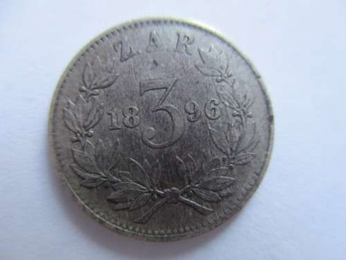 SOUTH AFRICA  - LOVELY PAUL KRUGER 3 PENCE OR TICKY 1896