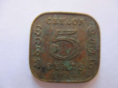 LOVELY 1944 CEYLON 5c coin great detail
