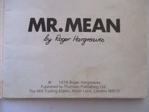 MR. MEN BOOKS  - MR. MEAN 1976 - FIRST PRINTING OF THESE BOOKS
