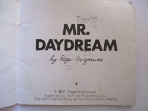 MR. MEN  BOOKS - MR. DAYDREAM  - 1972 - FIRST PRINTING OF THESE BOOKS