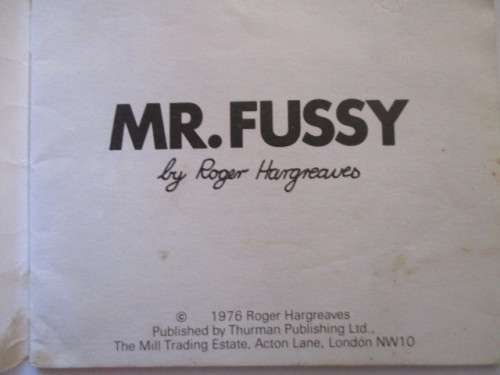 MR. MEN BOOKS - MR. FUSSY - 1976 - FIRST PRINTNG OF THESE BOOKS