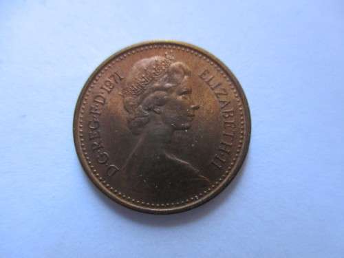 GREAT BRITAIN - BRITAINS FIRST DECIMAL COINS - 1/2  NEW PENNY UNC