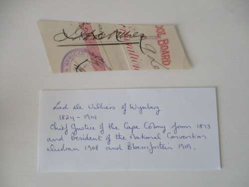 SIGNATURE OF LORD DE VILLIERS OF WYNBERG 1824-1914