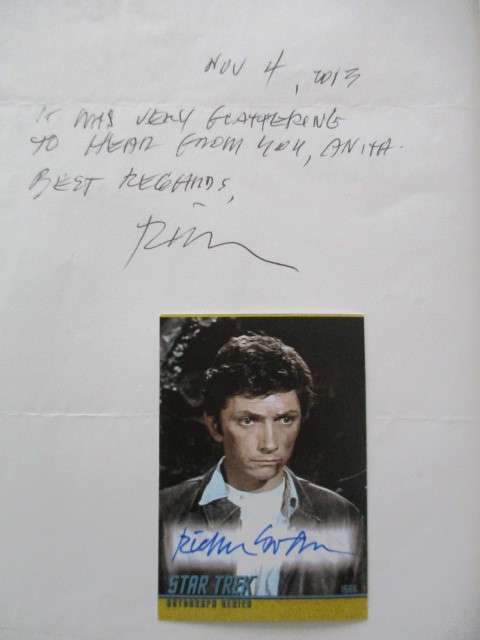 AUTOGRAPHED / SIGNED - STAR TREK  - CARD AND LETTER - RICHARD EVANS