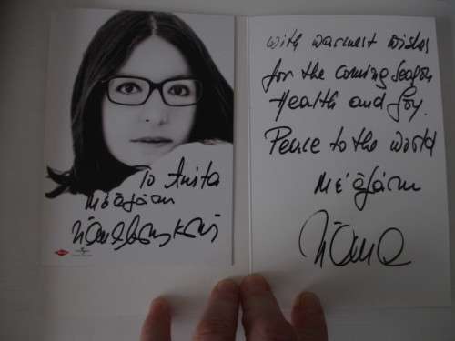 AUTOGRAPHED SIGNED - NANA MOUSKOURI POSTCARD SIZE AND  CARD FAMOUS SINGER