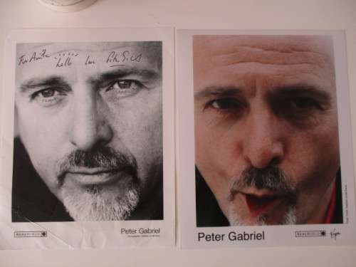 AUTOGRAPHED SIGNED AND PHOTO - SINGER  PETER GABRIEL GENESIS BOTH A4 SIZE