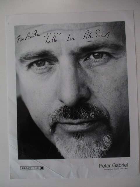 AUTOGRAPHED SIGNED AND PHOTO - SINGER  PETER GABRIEL GENESIS BOTH A4 SIZE